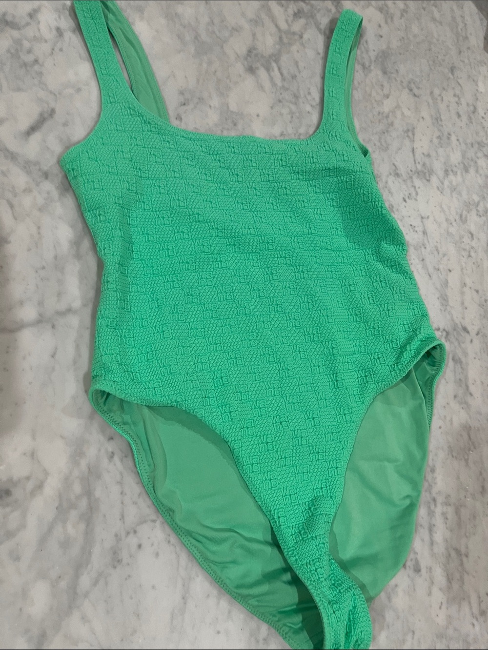 Alexander Wang monogrammed' Green Textured One-Piece Swimsuit or body suit